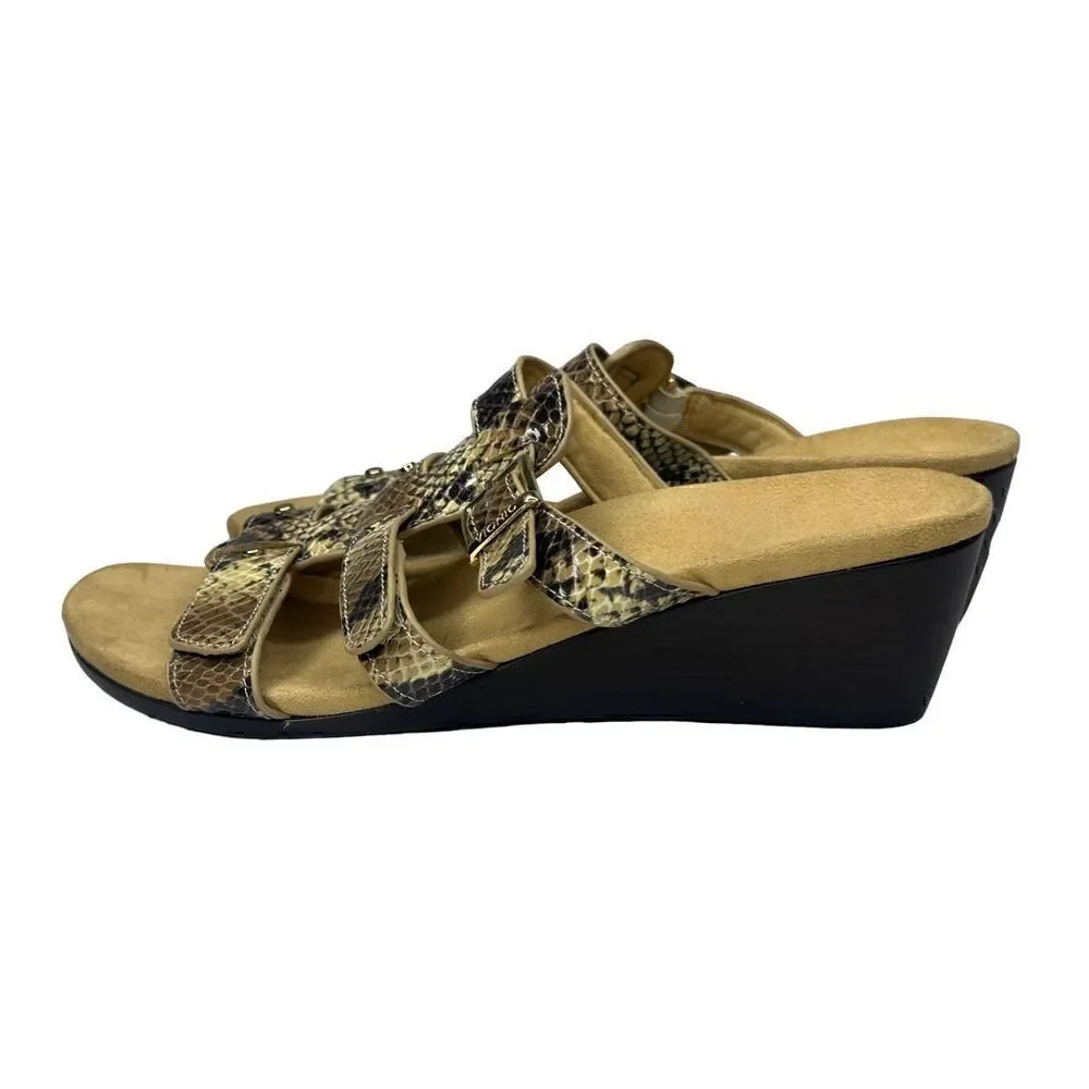 VIONIC NEW Radia Snakeskin Wedge Sandals Slides Size 8
